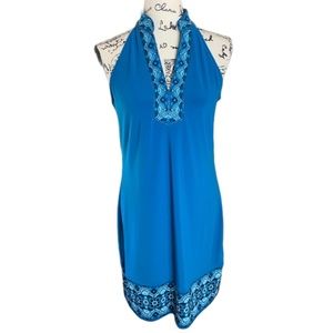 WHBM Blue Embroidered Beaded Dress